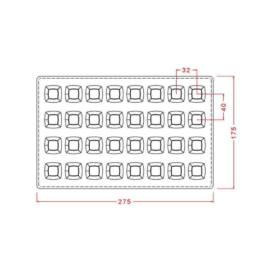 Square With Indent Praline Chocolate Mould No: 616