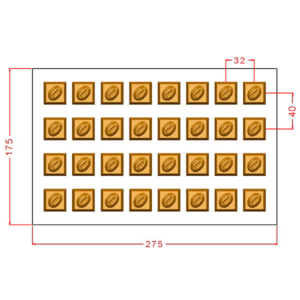 Square Praline With Coffee Bean Chocolate Mould No: 968
