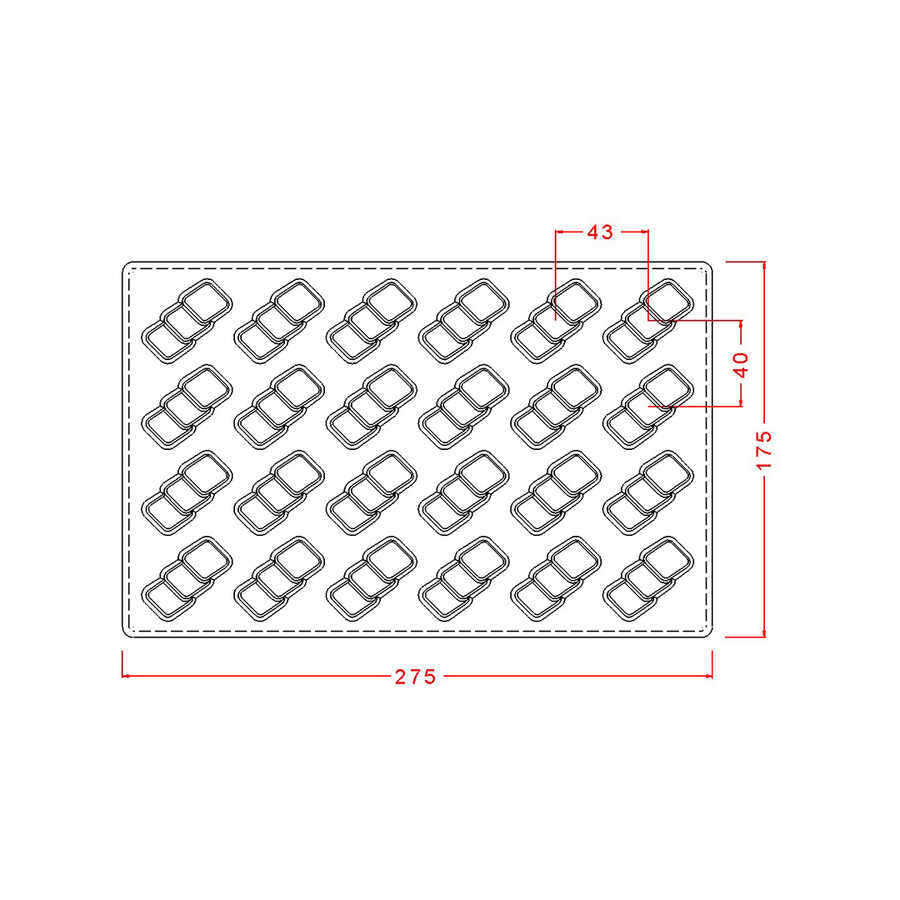 Three Square Praline Chocolate Mould No: 401